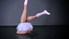 super flexible gymnast petino stretches with her huge natural tits bouncing nude