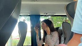 skinny teen risks public bus handjob flashing cum pov