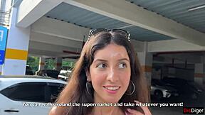 public supermarket facial after sloppy outdoor blowjob cumwalk fetish