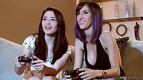 eva sedona and april oneil play with hairy pussies