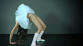 super flexible gymnast petino stretches with her huge natural tits bouncing nude