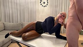 Oily Big Tits Blonde Latex Blowjob With Condom!