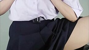 thai schoolgirl films herself pounding dildo into wet pussy super hard