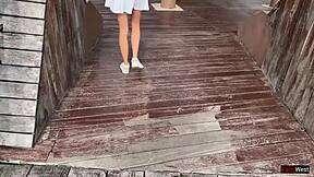 skinny teen risks public bus handjob flashing cum pov