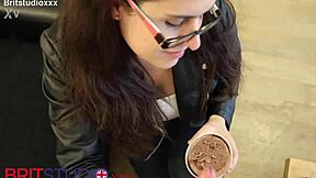 British 18yo emo girl licks cum topped ice cream