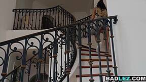 busty milf straps slutty teen maid's big ass hard