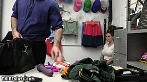 Busty inked teen fucks cop on cctv camera