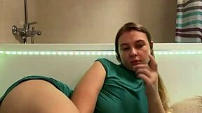 sexy student teen fingers juicy pussy in bathroom orgasm