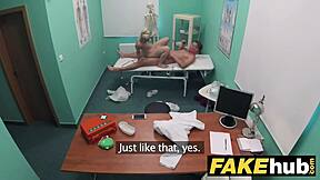 horny doctor fucks shaved petite teen pussy in fake hospital exam