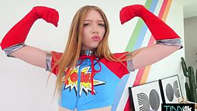 superhero slut traps burglar with her tight wet cunt