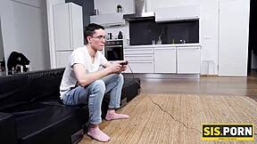 Sis Lures Stepbro Into Fuck By Ruining His Videogame!