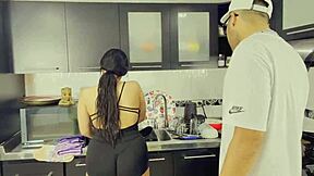 husband ravages mia montiel's delicious ass bent over kitchen counter