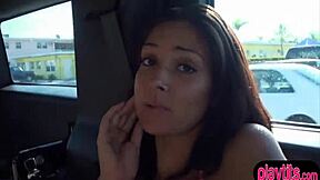 amateur teen bends over for stranger's cock in moving car?