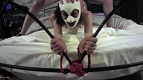 omg she's tied up getting pounded hard by master front cam view 😱