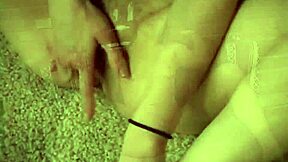 Little April fingers natural tits beside fireplace