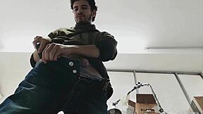 i sneak thru shop jerking my skinny cock to massive cumshot explosion