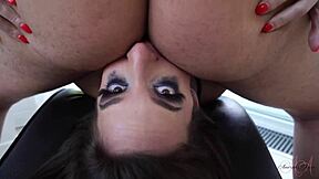 she chokes on his monster cock cfnm style then sloppy deepthroat face fuck and riding