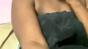 Juicy black ebony pussy drips creamy from solo play