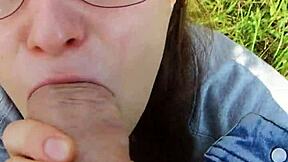 Brunette Babe Outdoor Blowjob Creampie Doggystyle Pound