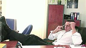 Sexy Blonde Secretary Relaxes Fat Cock Boss Asshole Pounding Doggystyle Cumshot Facial