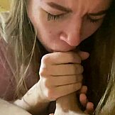 Brunette Teen Sucks Sloppy Until Tears in Homemade Deepthroat