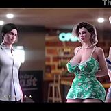 Mačeha in teta uživata v divjem zabavanju v baru v 3D hentai animiranem pornu